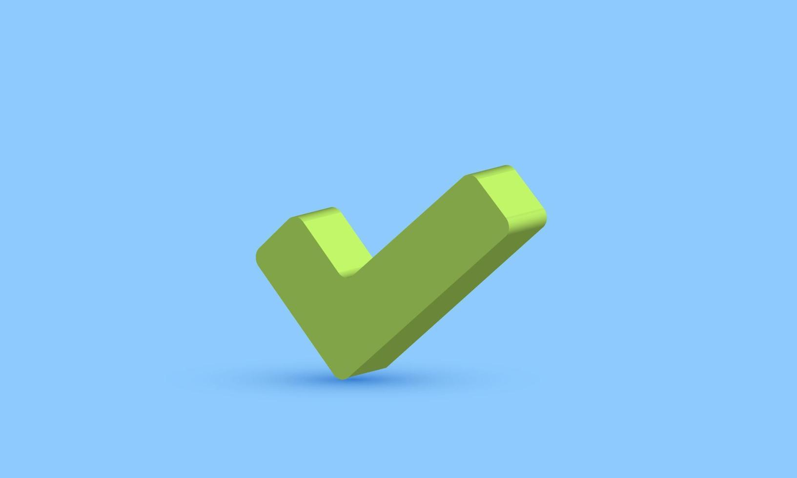 ilustración realista icono marca de verificación marca de verificación color verde 3d creativo aislado en el fondo vector