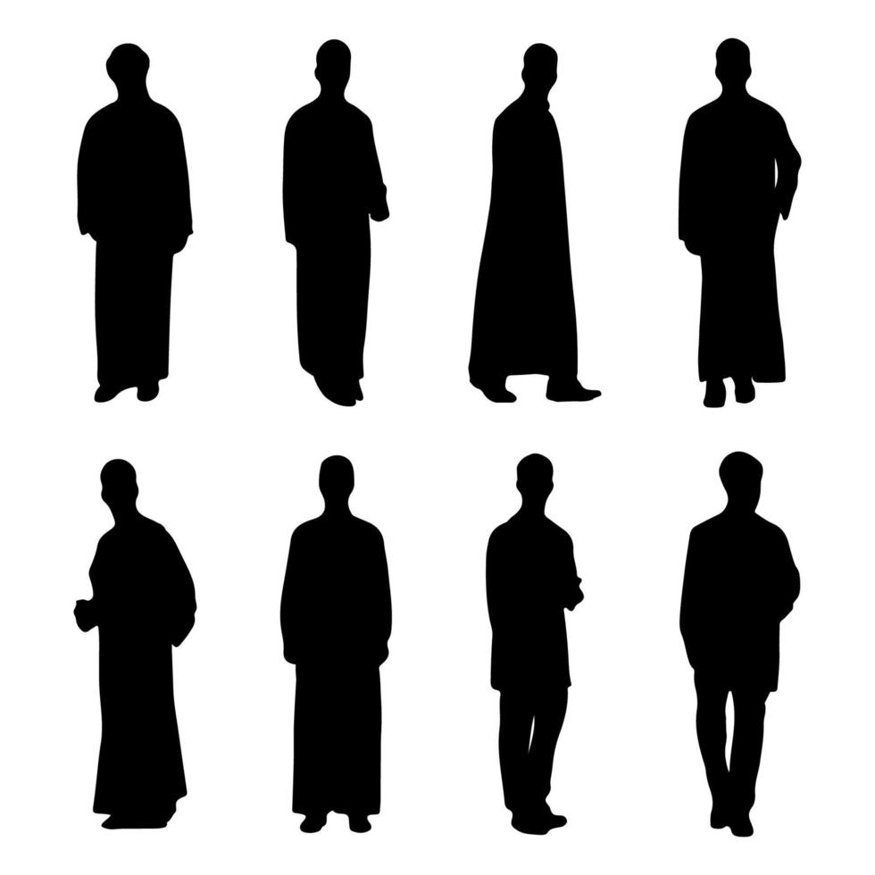 Collection of Muslim Arab man silhouette vector