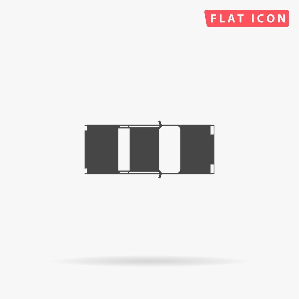 Car - top view. Simple flat black symbol with shadow on white background. Vector illustration pictogram