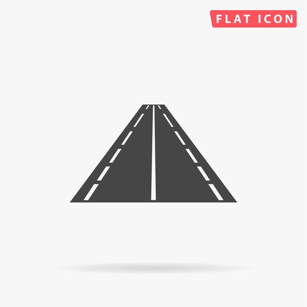 Road. Simple flat black symbol with shadow on white background. Vector illustration pictogram