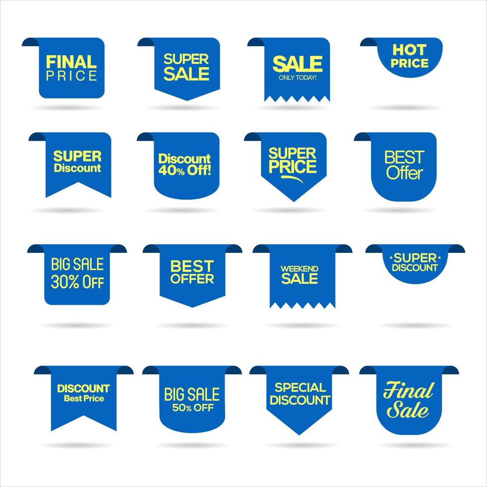 Collection of blue super sale and premium quality badge stickers and tags vector