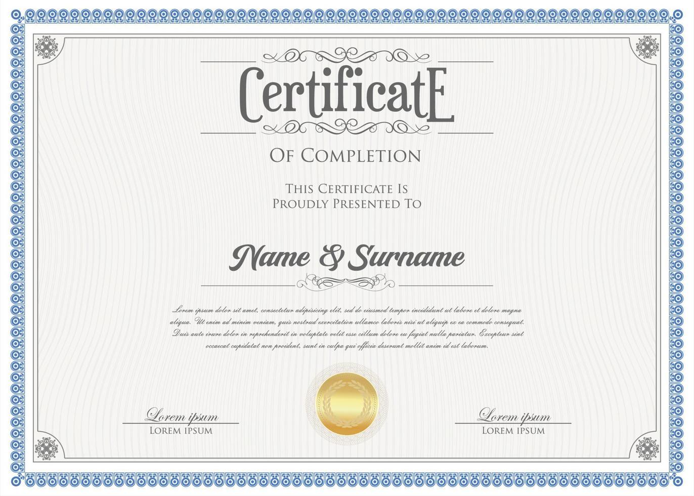 Certificate or diploma retro design template vector