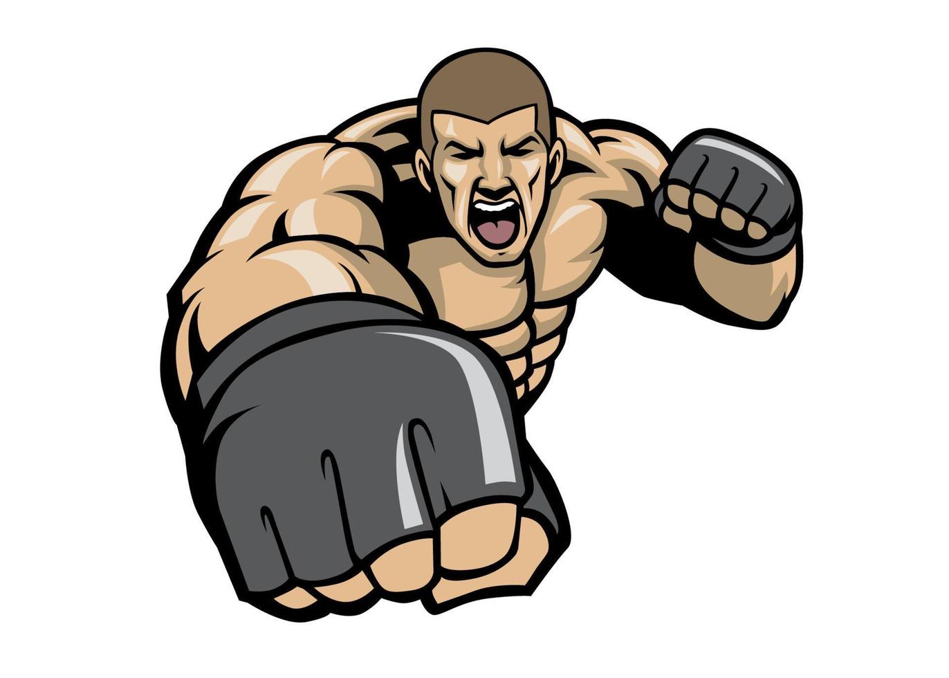 mma fighter throw a punch vector