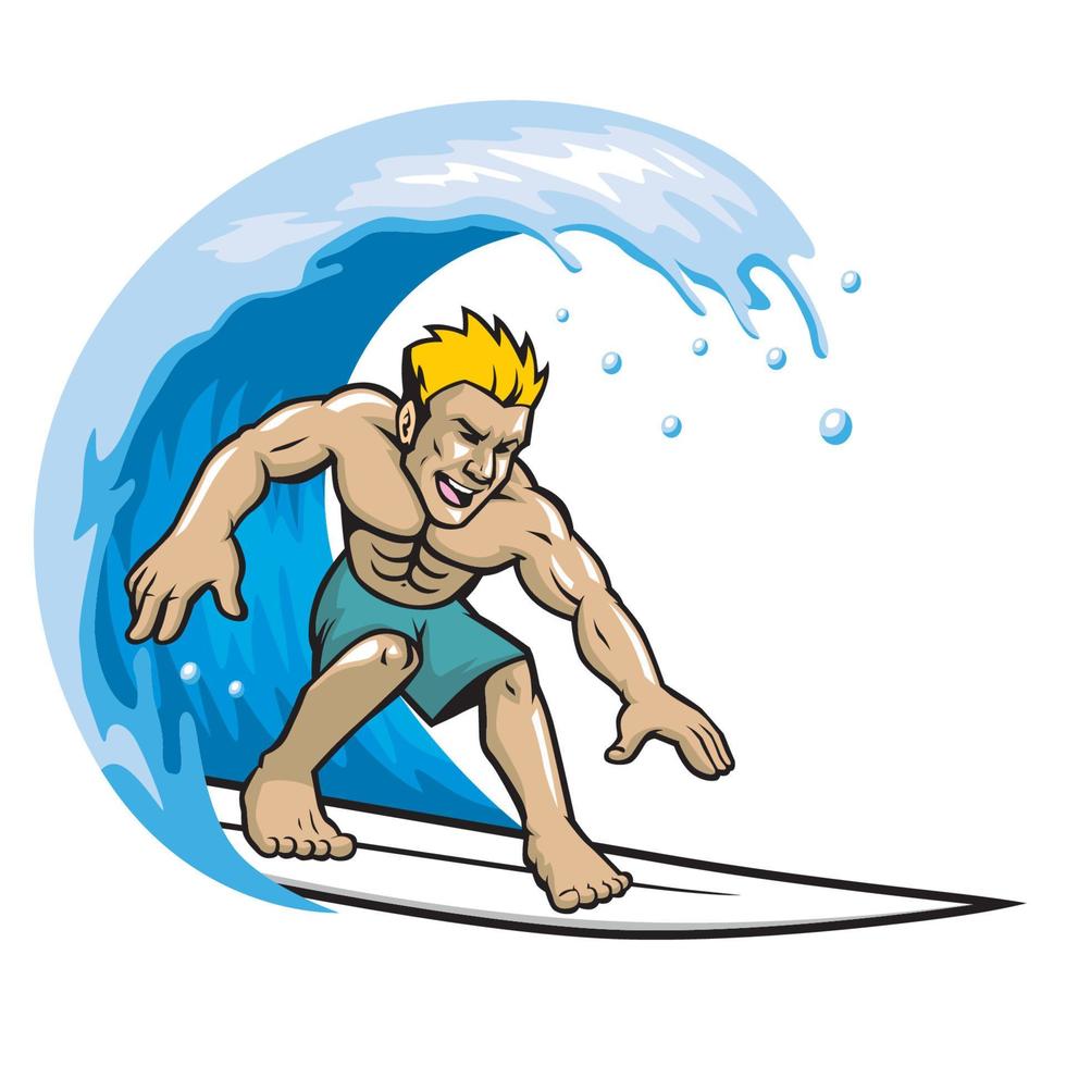 surfista disfrutando de la ola vector