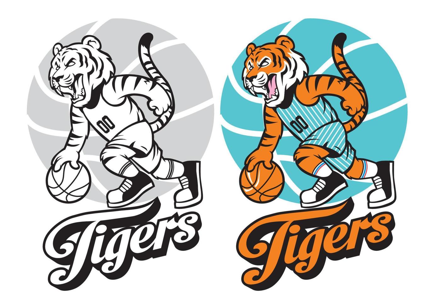 mascota de baloncesto tigre vector