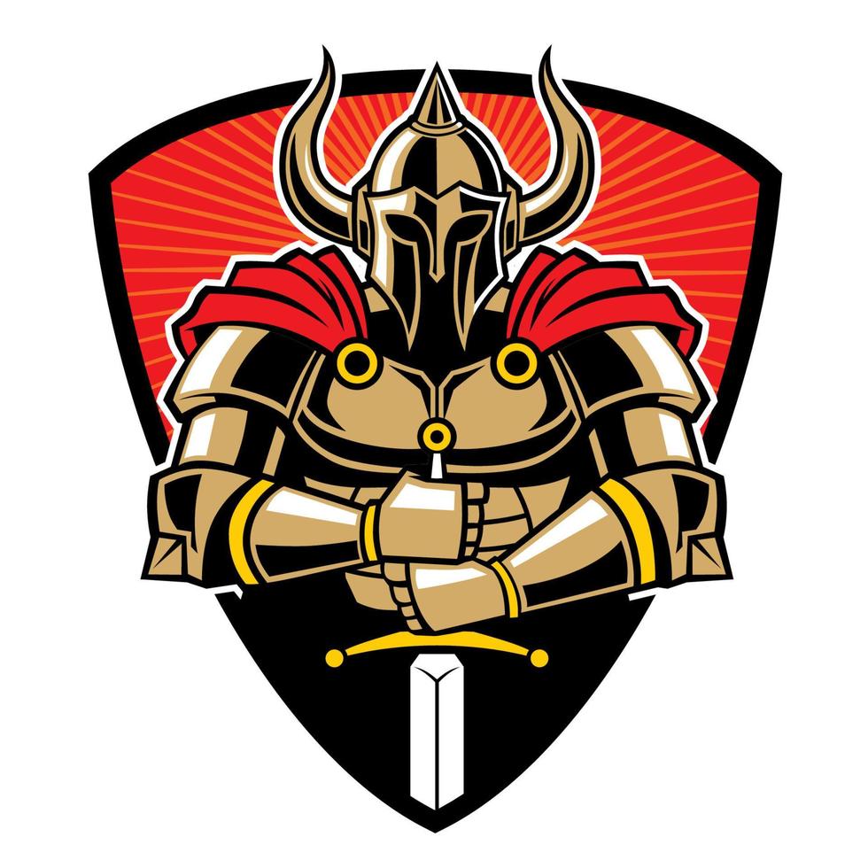 warrior in armor with sword vector