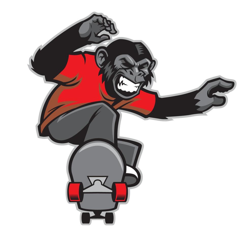 chimpanze ride skateboard vector