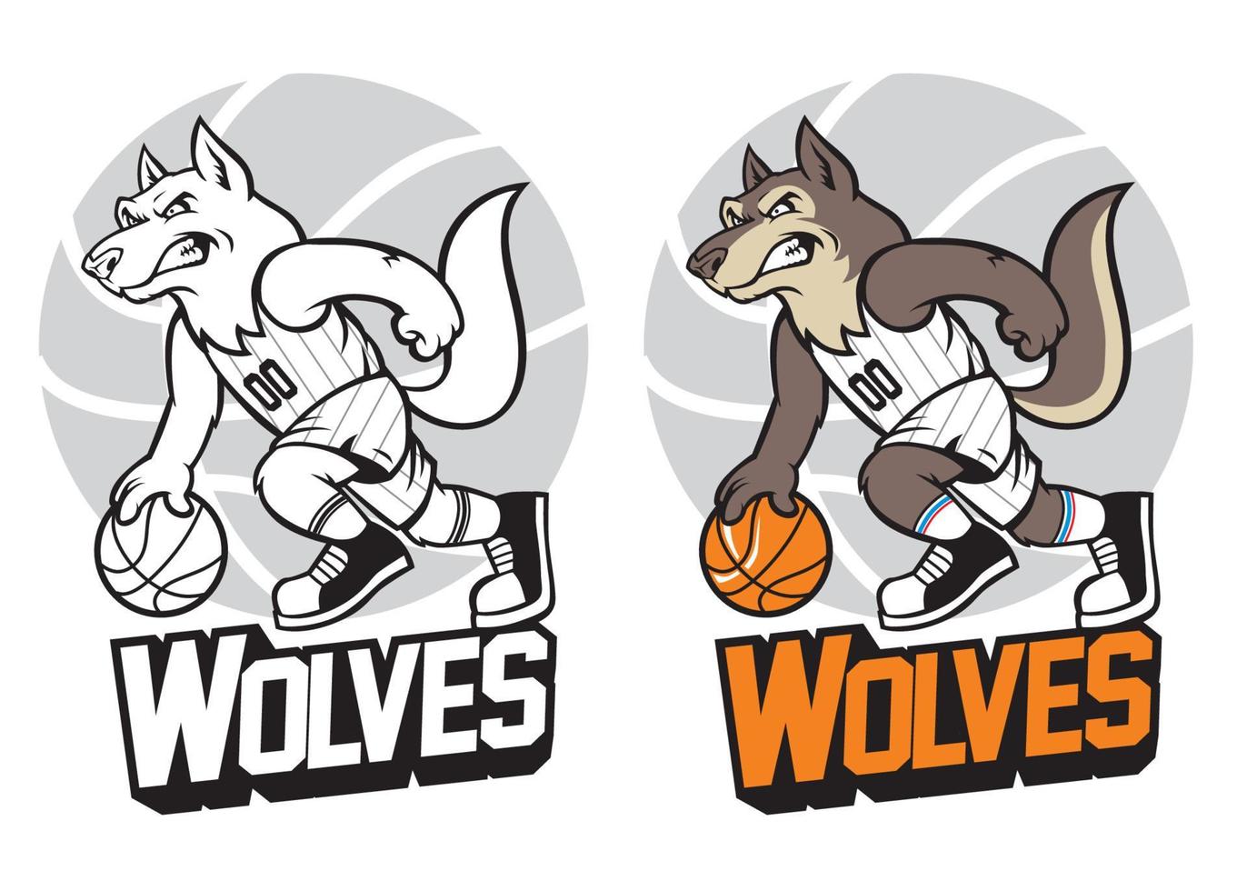 wolf basketball mascot vector