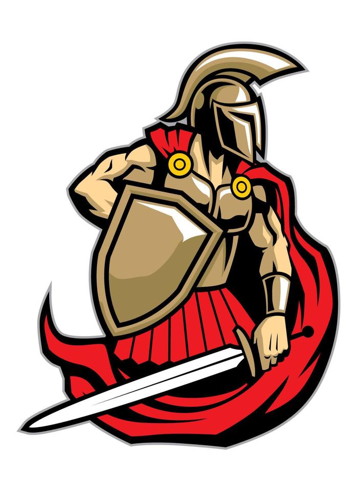 estilo de logotipo de deporte de mascota de guerrero espartano vector