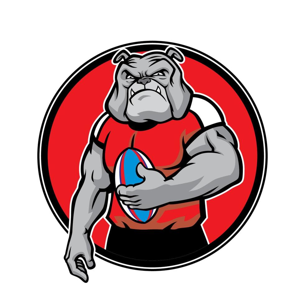 bulldog como jugador de rugby vector