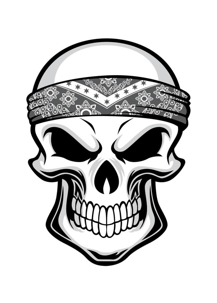 skull wearing bandana vector