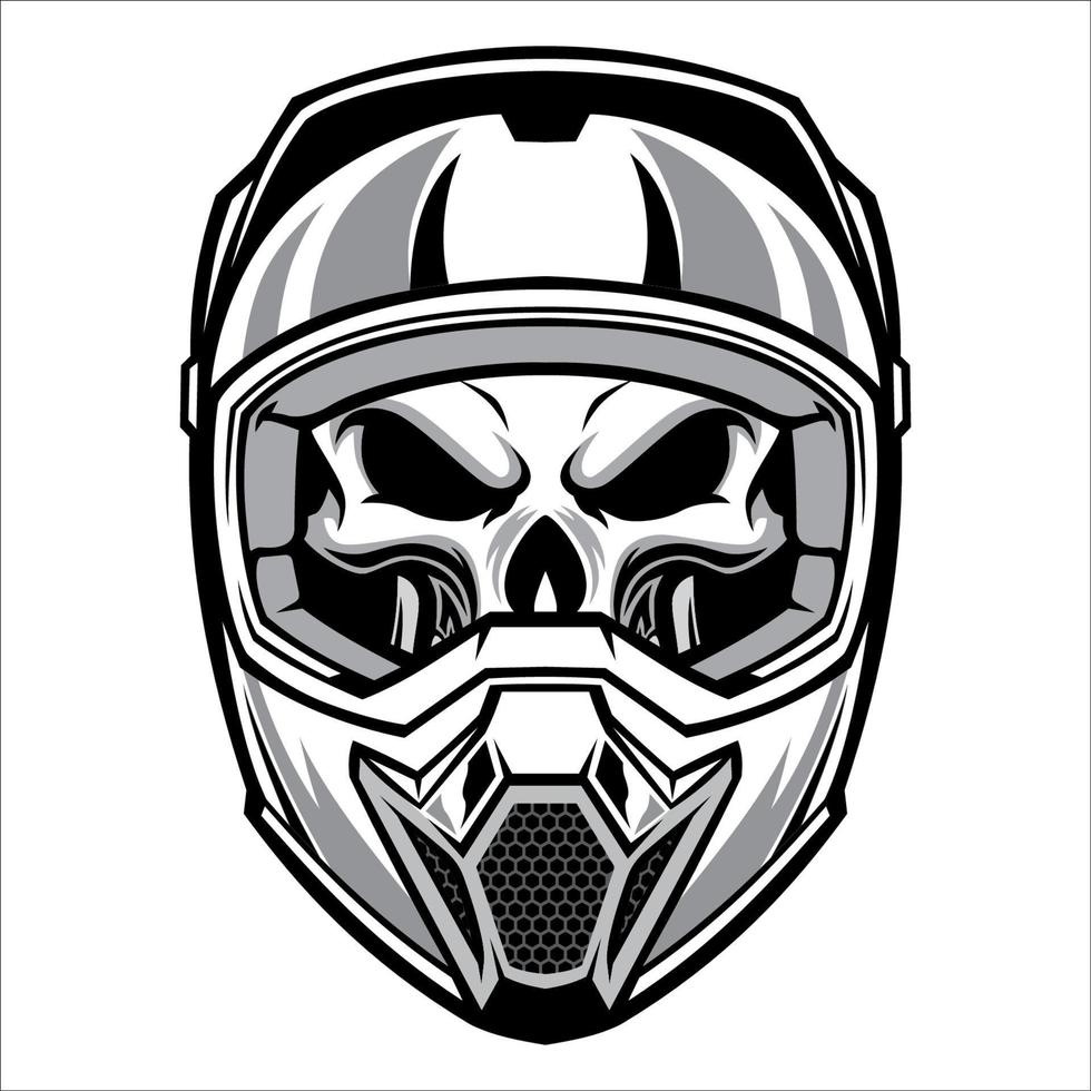 skull wearing motocross helmet vector