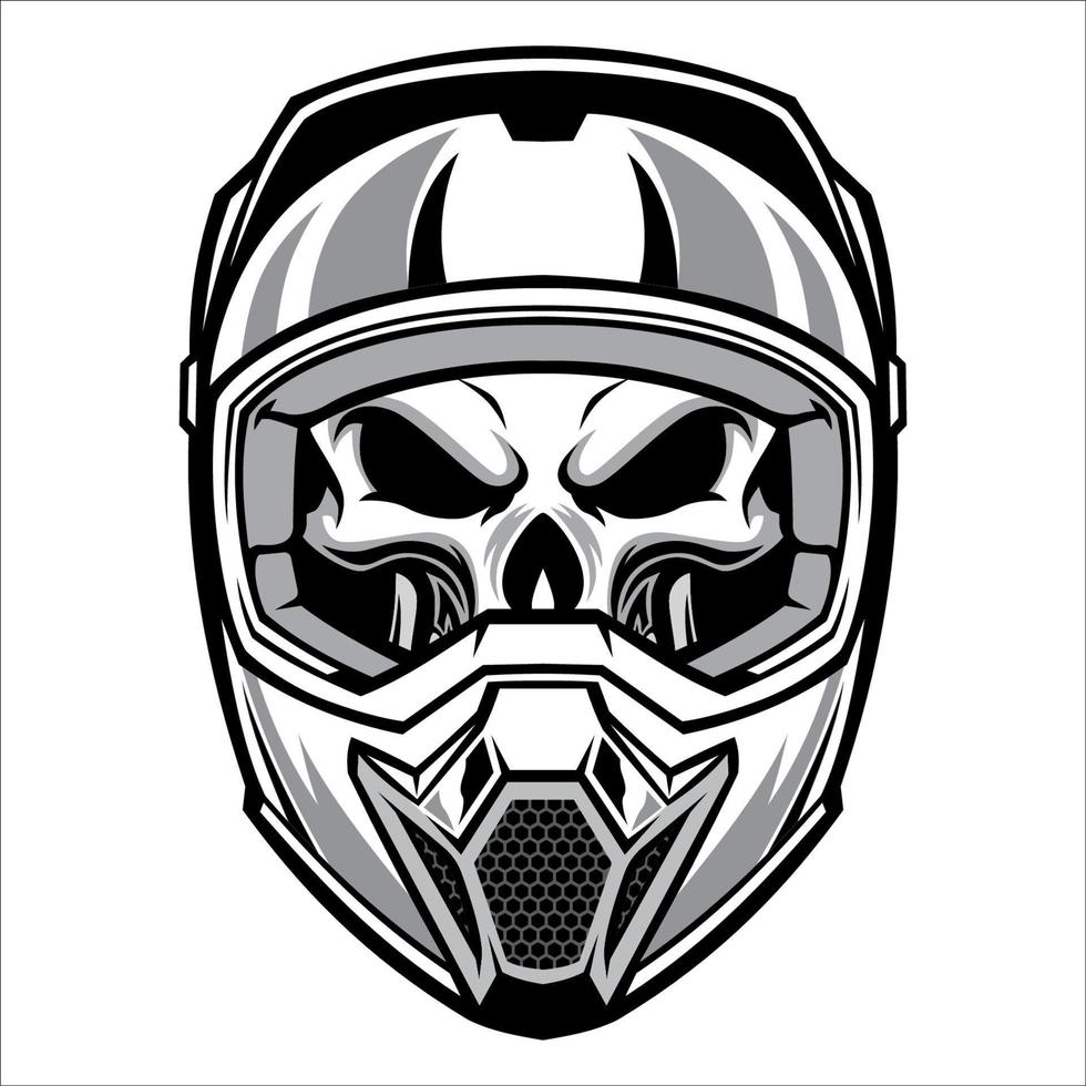 calavera con casco de motocross vector