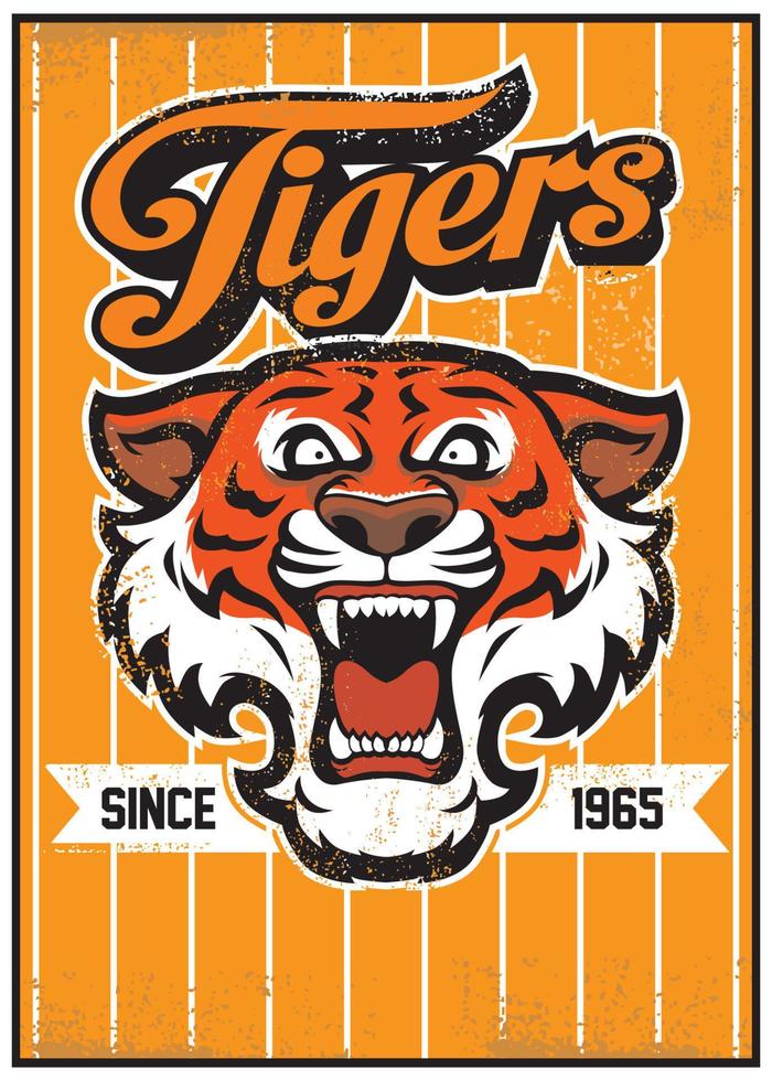 retro tiger mascot design vector