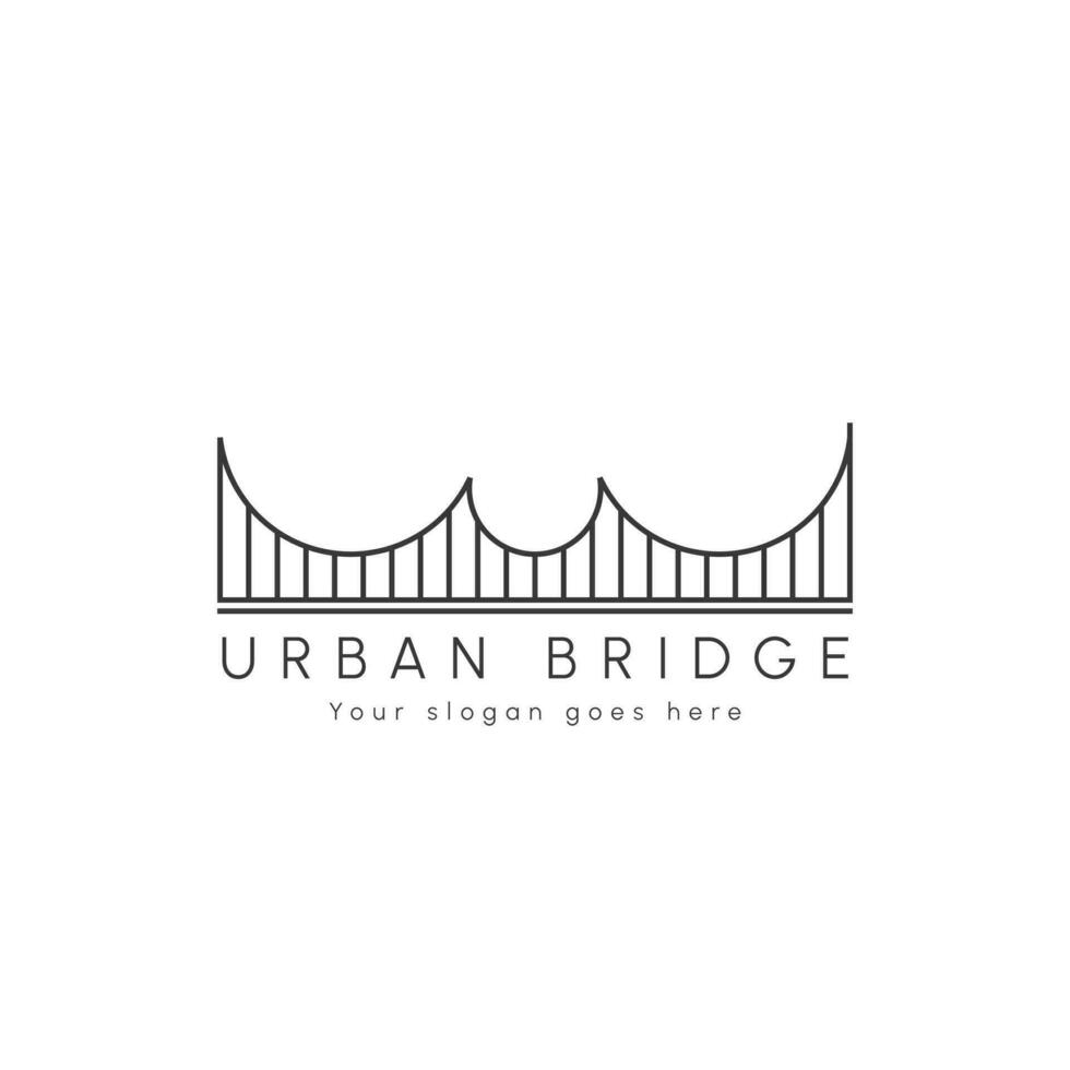 Minimalist Bridge logo design illustration. Curved bridge building linear creative symbol. vector monument building construction. Isolated background.