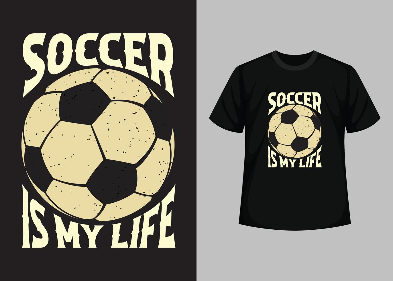 Plantilla de diseño de camisetas con estampado de mi vida de fútbol. mejor diseño de camiseta de feliz día de fútbol. diseño de camisetas, camisetas tipográficas, elementos vectoriales e ilustrativos para productos imprimibles. vector