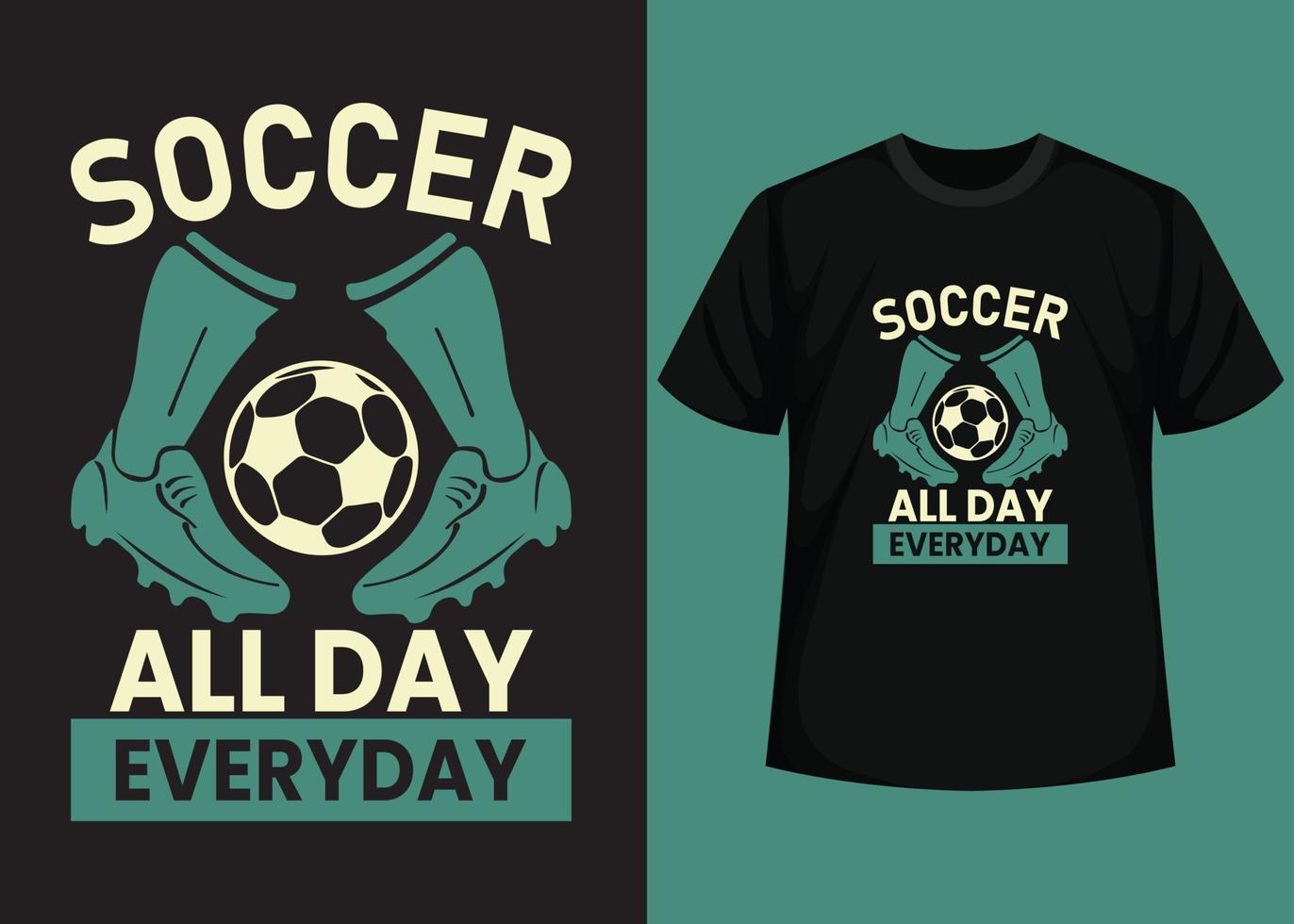 diseño de camisetas de fútbol todo el día todos los días. mejor diseño de camiseta de feliz día de fútbol. diseño de camisetas, camisetas tipográficas, elementos vectoriales e ilustrativos para productos imprimibles. vector