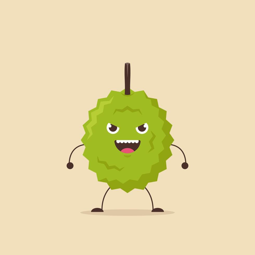 Vector illustration of fruit cartoon concept, asian durian character.