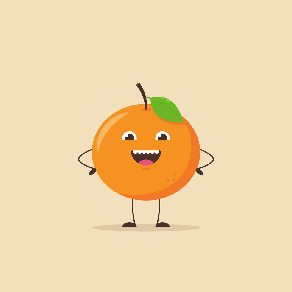 ilustración vectorial del concepto de dibujos animados de frutas, personaje naranja divertido. vector