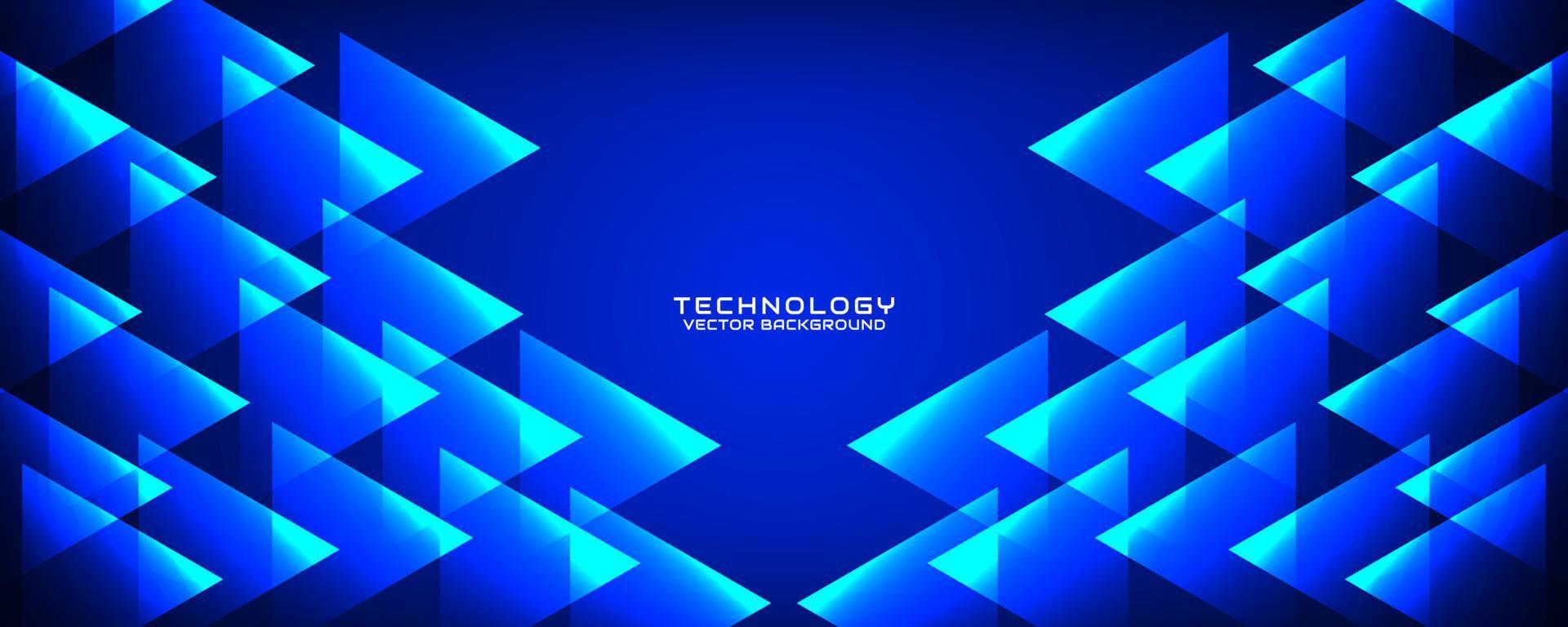 3D blue technology abstract background overlap layer on dark space with triangle effect decoration. Graphic design element cutout style concept for banner, flyer, card, brochure cover, or landing page vector