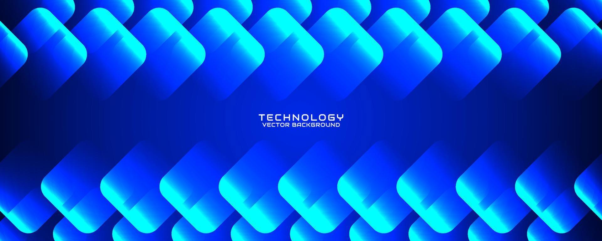 3D blue technology abstract background overlap layer on dark space with rounded squares effect. Graphic design element cutout style concept for banner, flyer, card, brochure cover, or landing page vector
