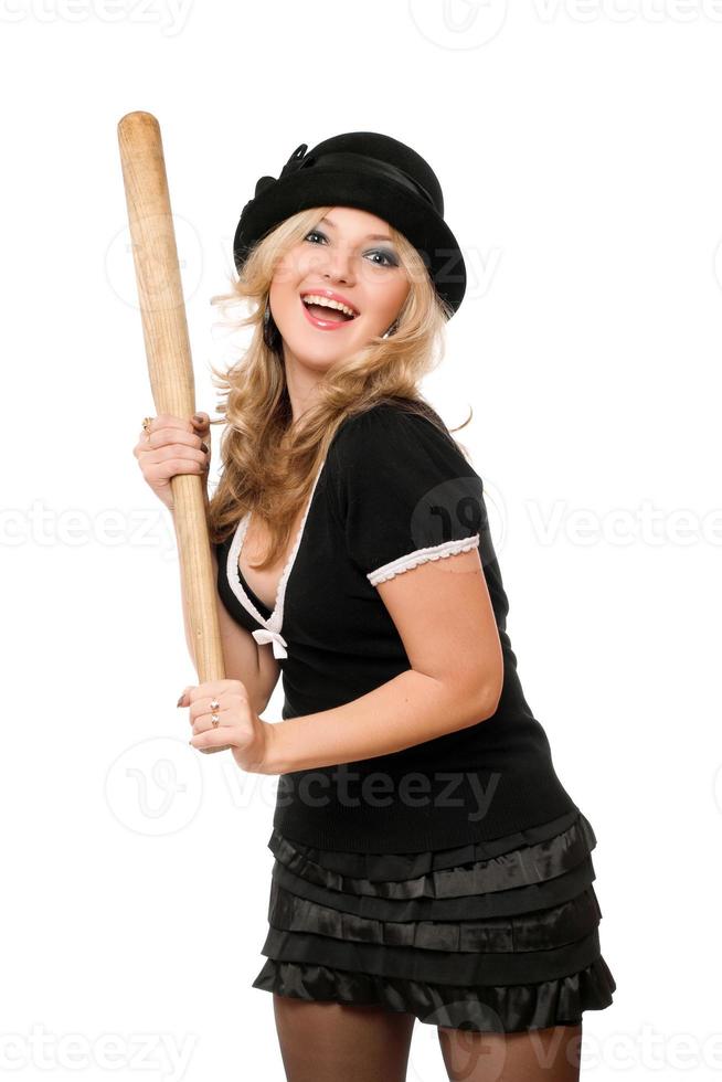 Portrait of cheerful girl with a bat photo