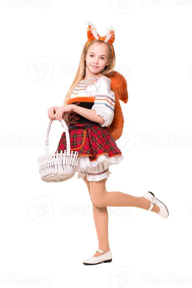 Pretty girl wearing squirrel dress photo