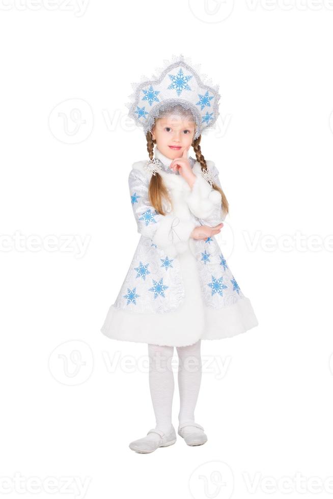 Little girl in snow maiden costume photo