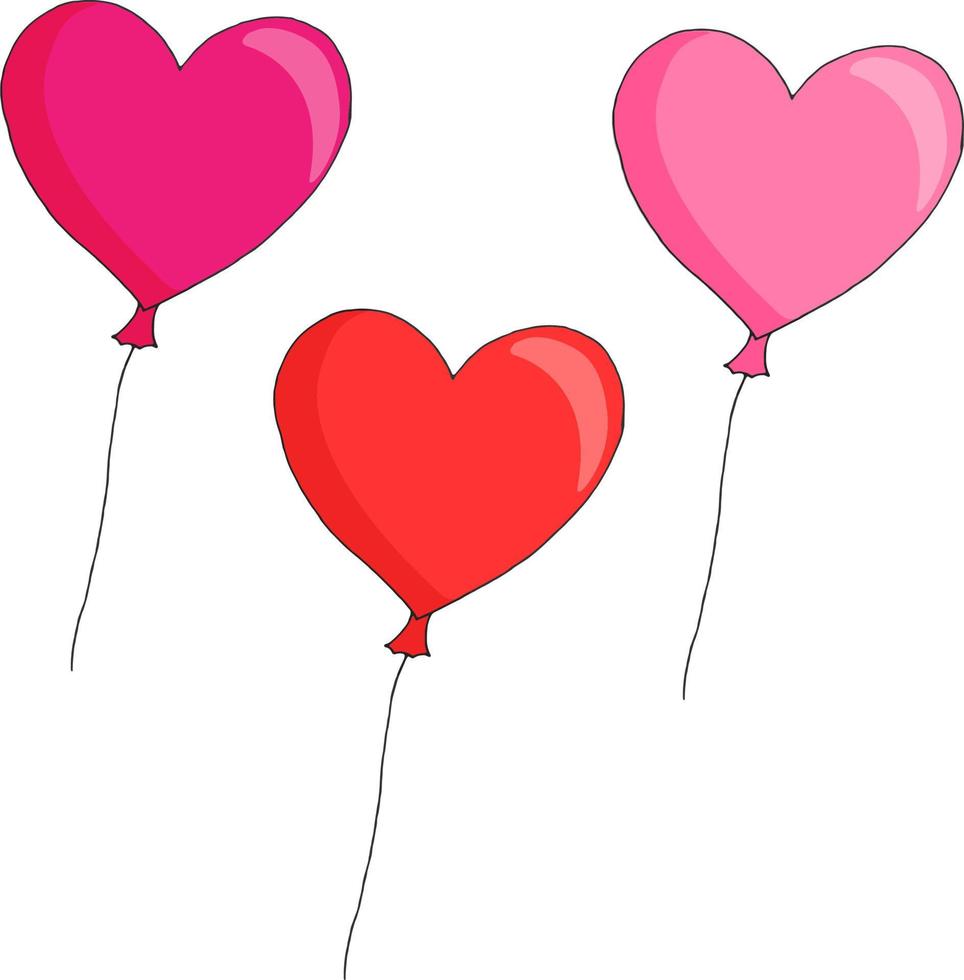 set of romantic balloons vector