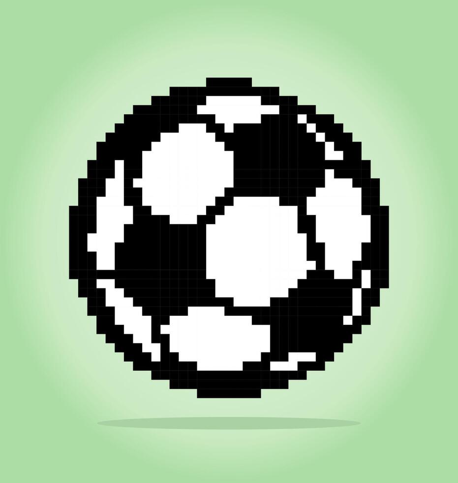 Balón de fútbol de 8 bits de píxeles. píxeles de bola para activos de juego y patrones de punto de cruz, en ilustraciones vectoriales vector