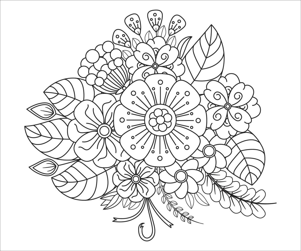 Mehndi Floral Coloring Page for Adult vector