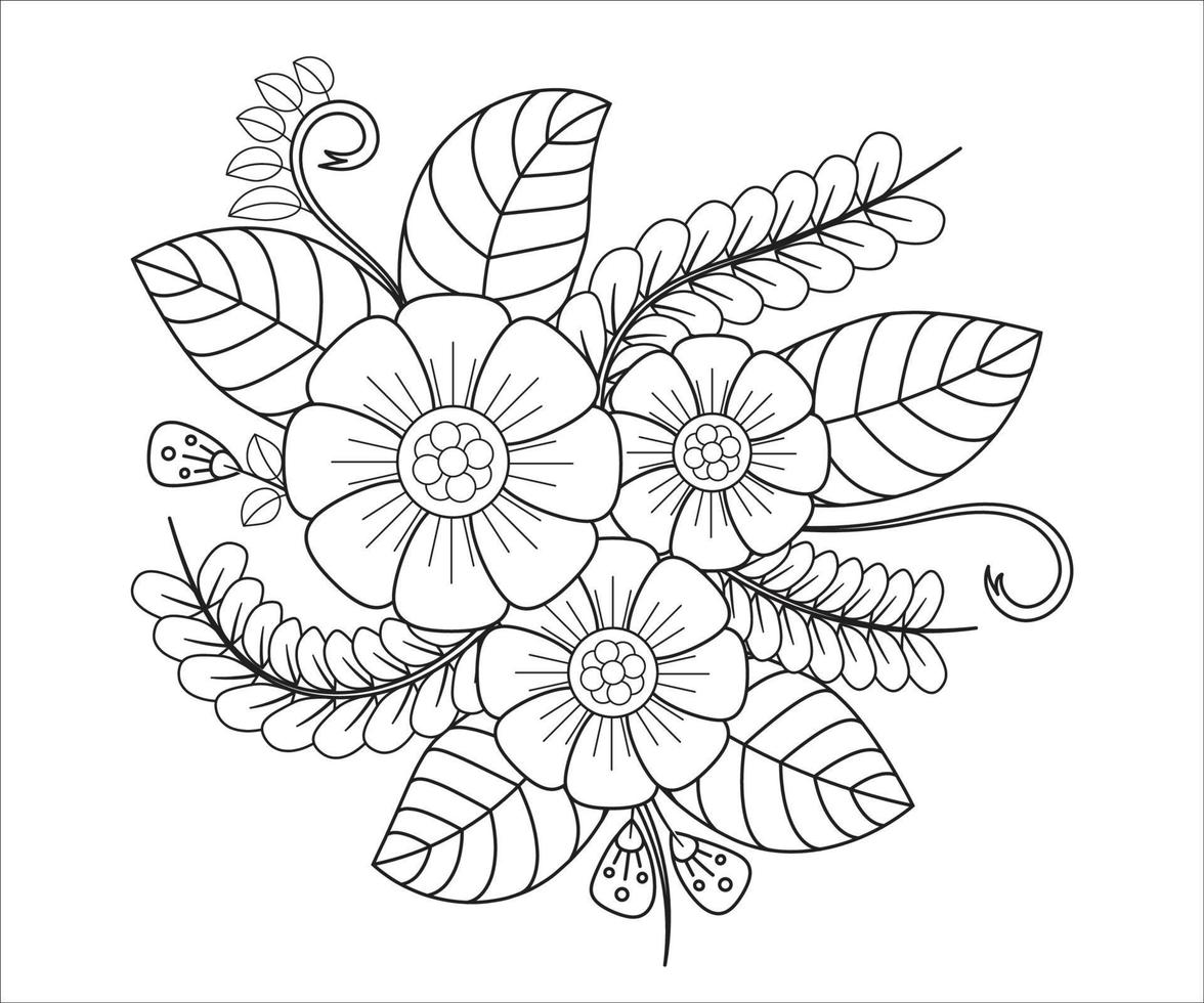 Mehndi Floral Coloring Page for Adult vector