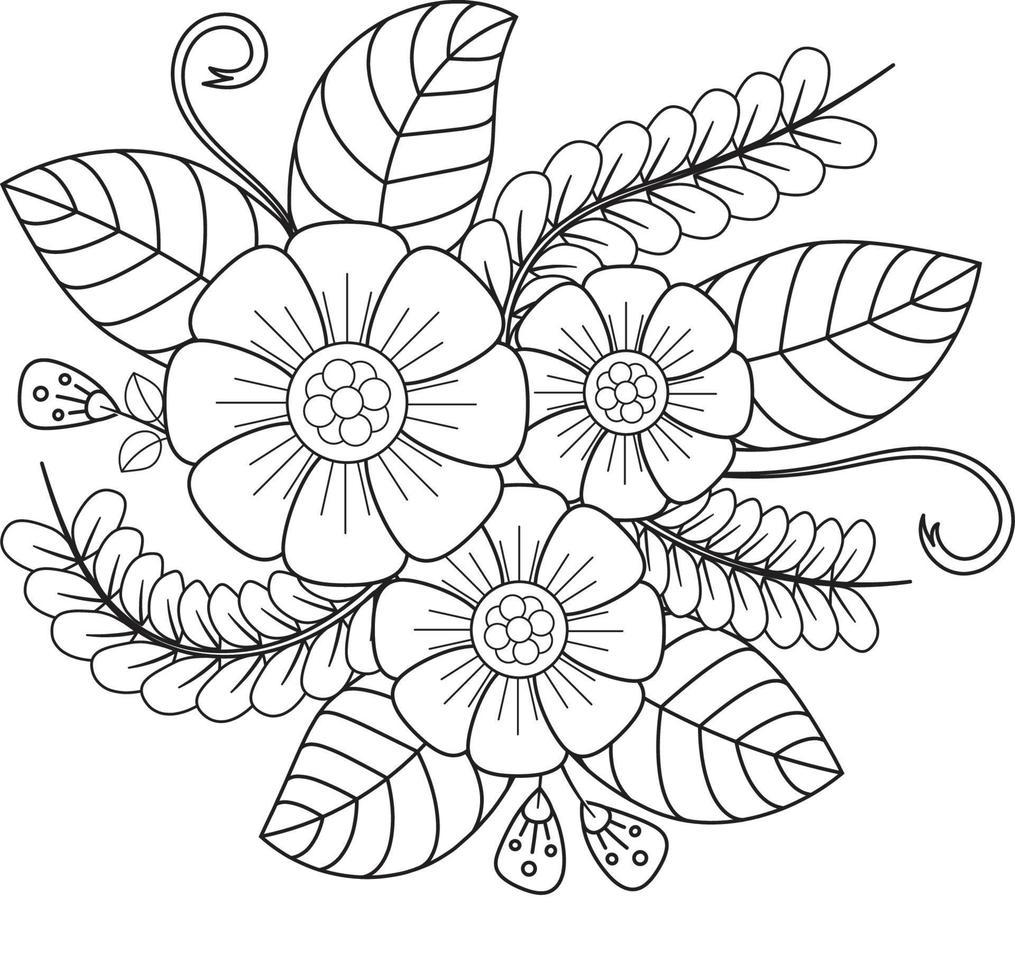 Mehndi Floral Coloring Page for Adult vector