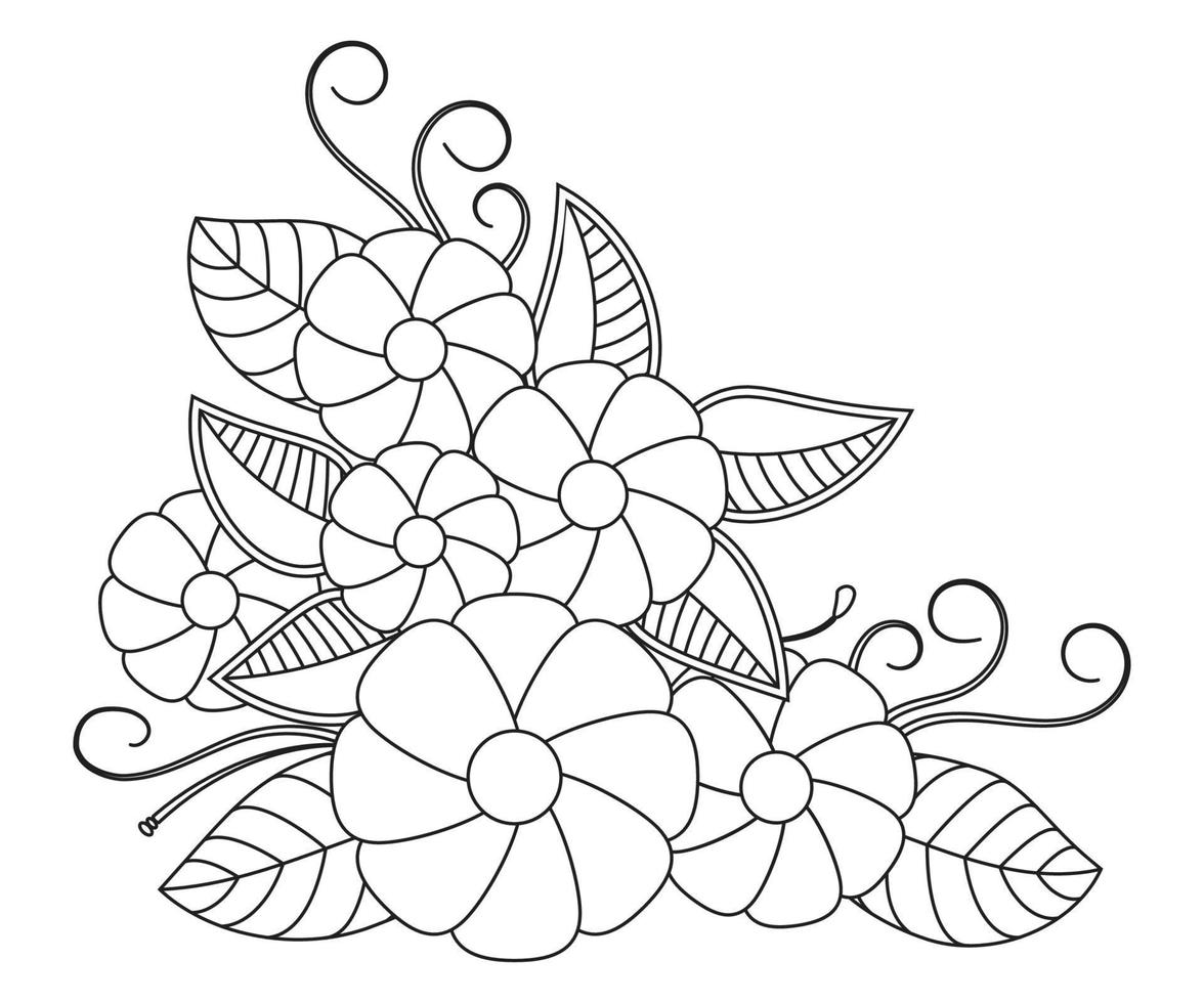 Mehndi Floral Coloring Page for Adult vector