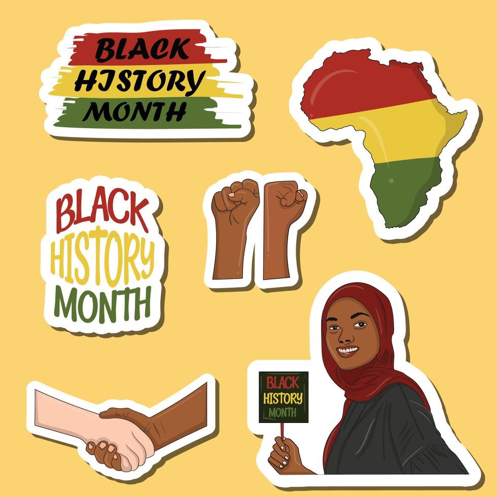 Black history month stickers design vector