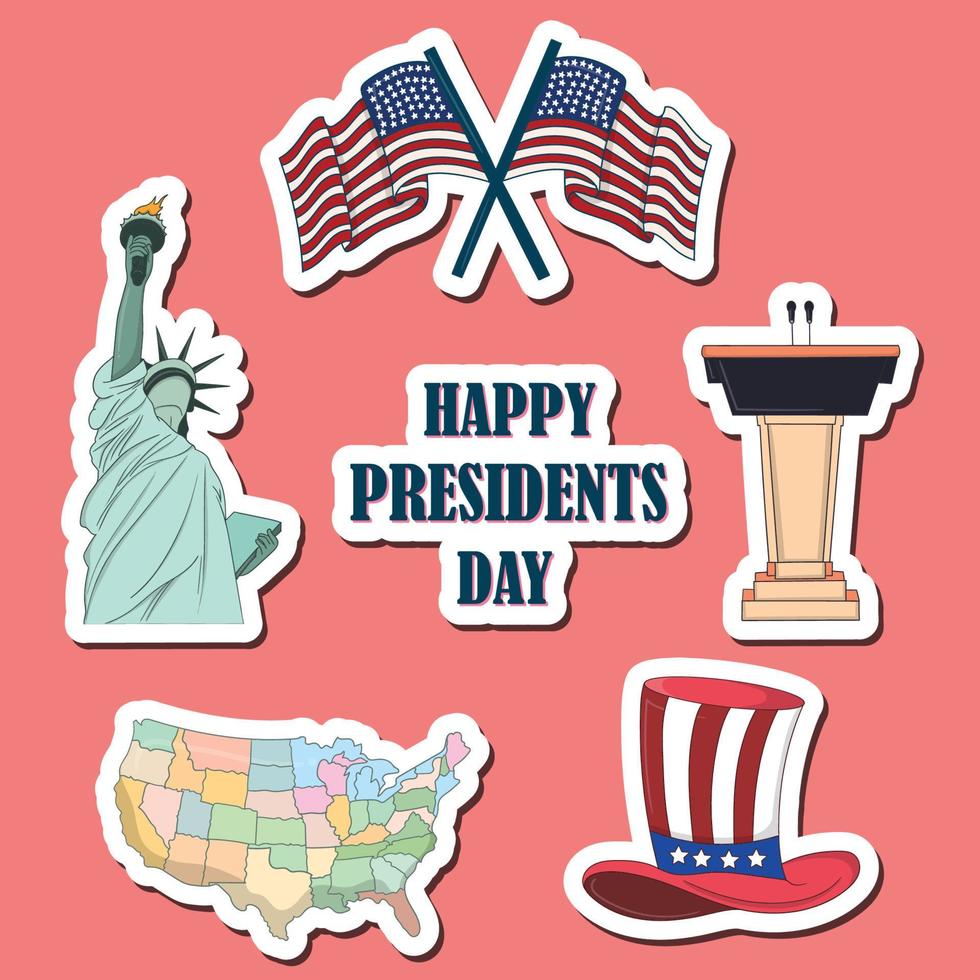 Colorful hand drawn president day stickers vector