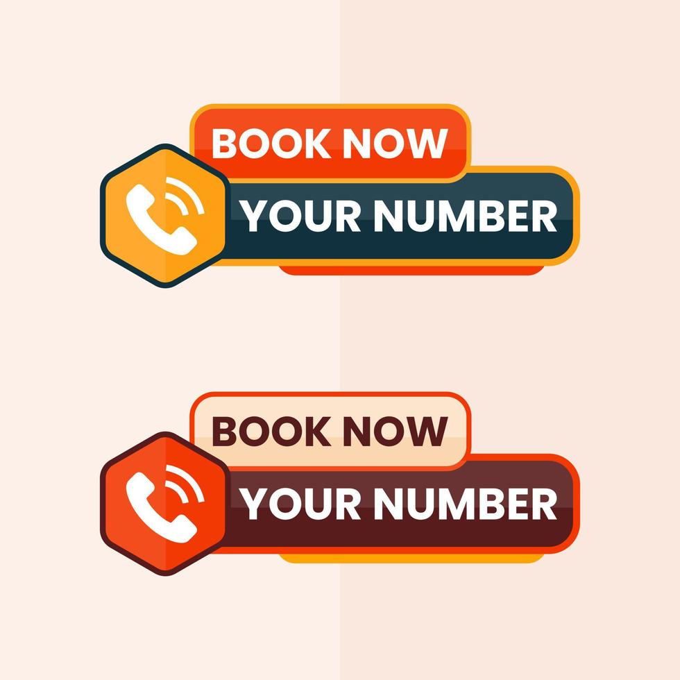 book now button vector with phone icon