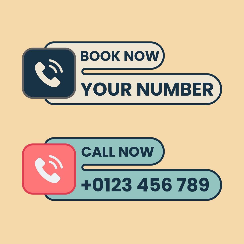 book now button vector with phone icon