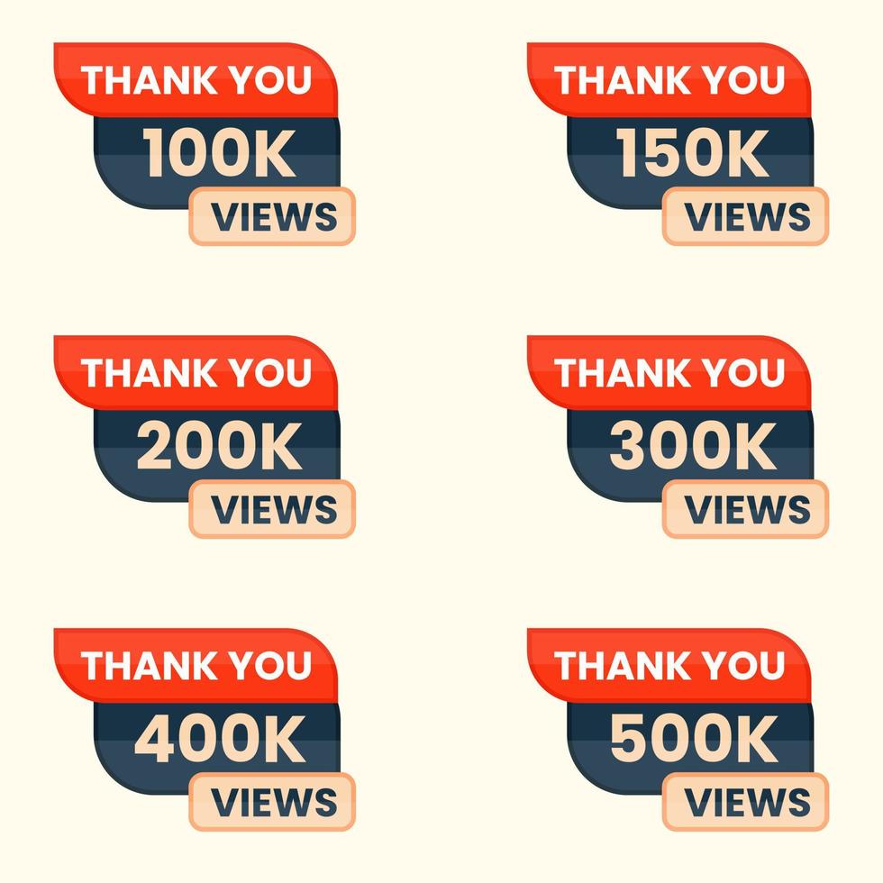 views sticker label clipart 100k views to 500k views thank you vector