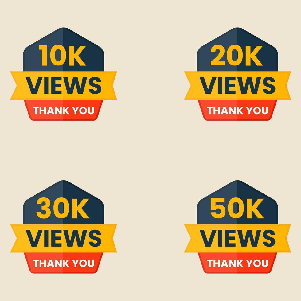 views sticker label clipart 10k views to 50k views thank you vector
