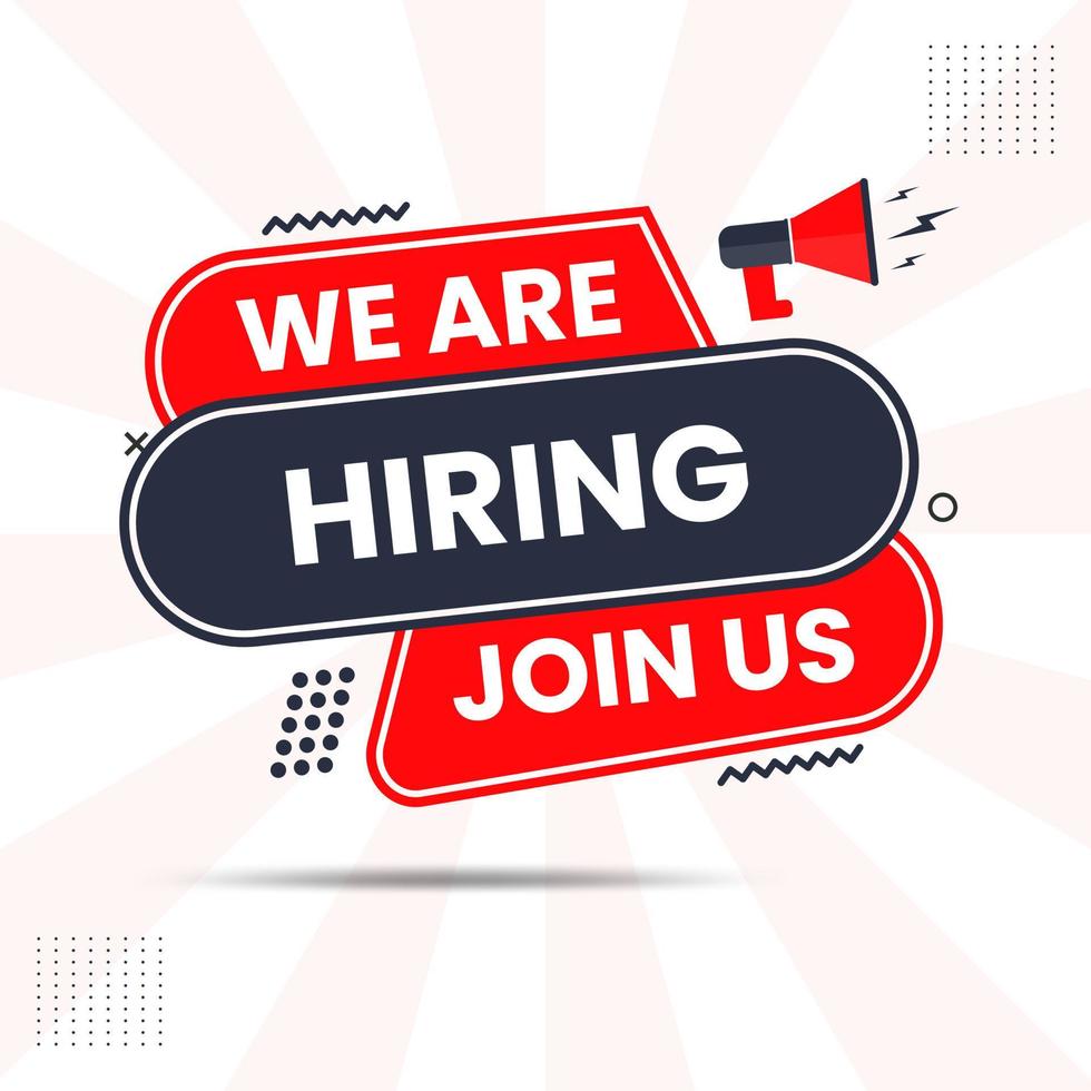 we are hiring join us banner design with loudspeaker and megaphone vector