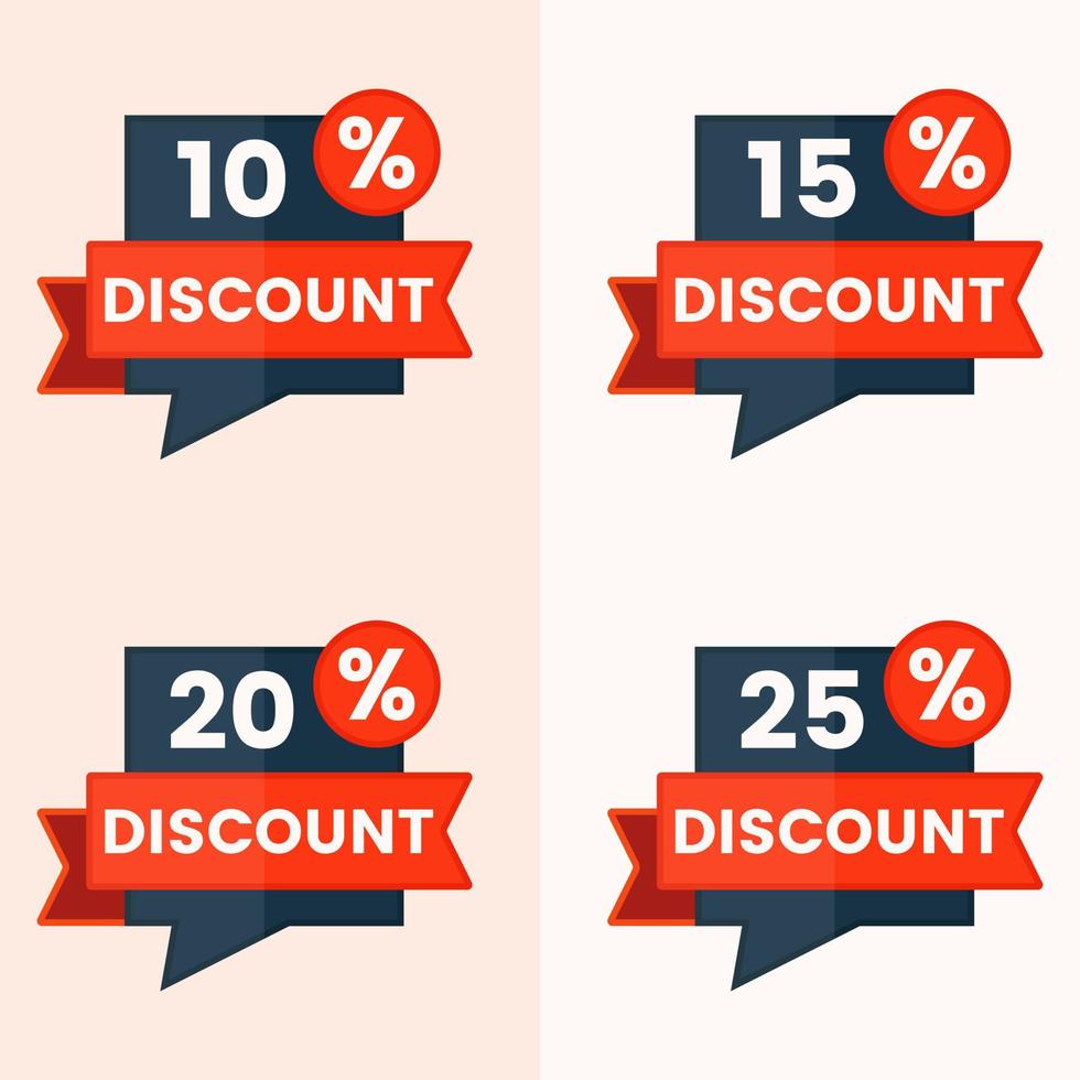 different percent discount sticker and price tag set vector