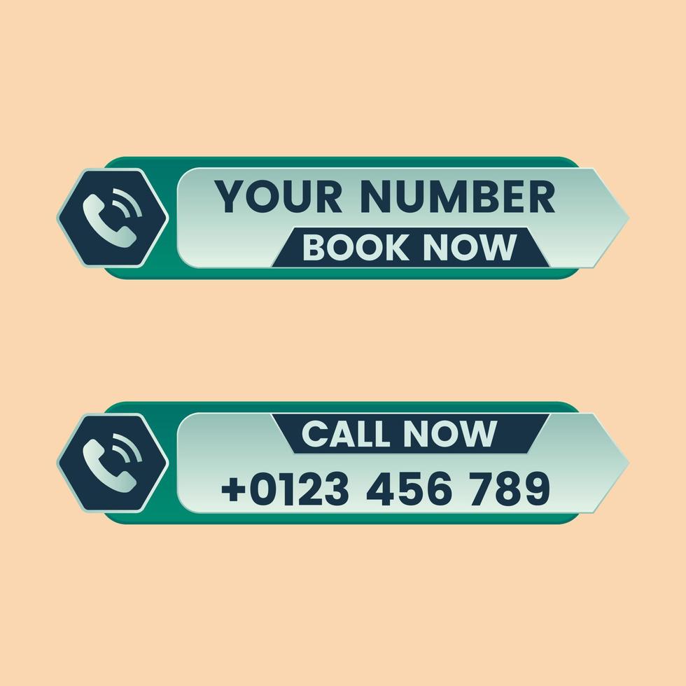 call now and book now button vector with phone icon