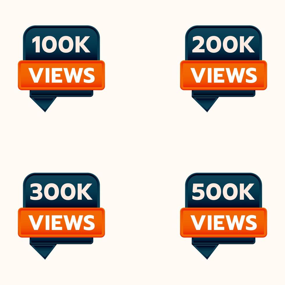 views sticker label clipart 100k views to 500k views thank you vector