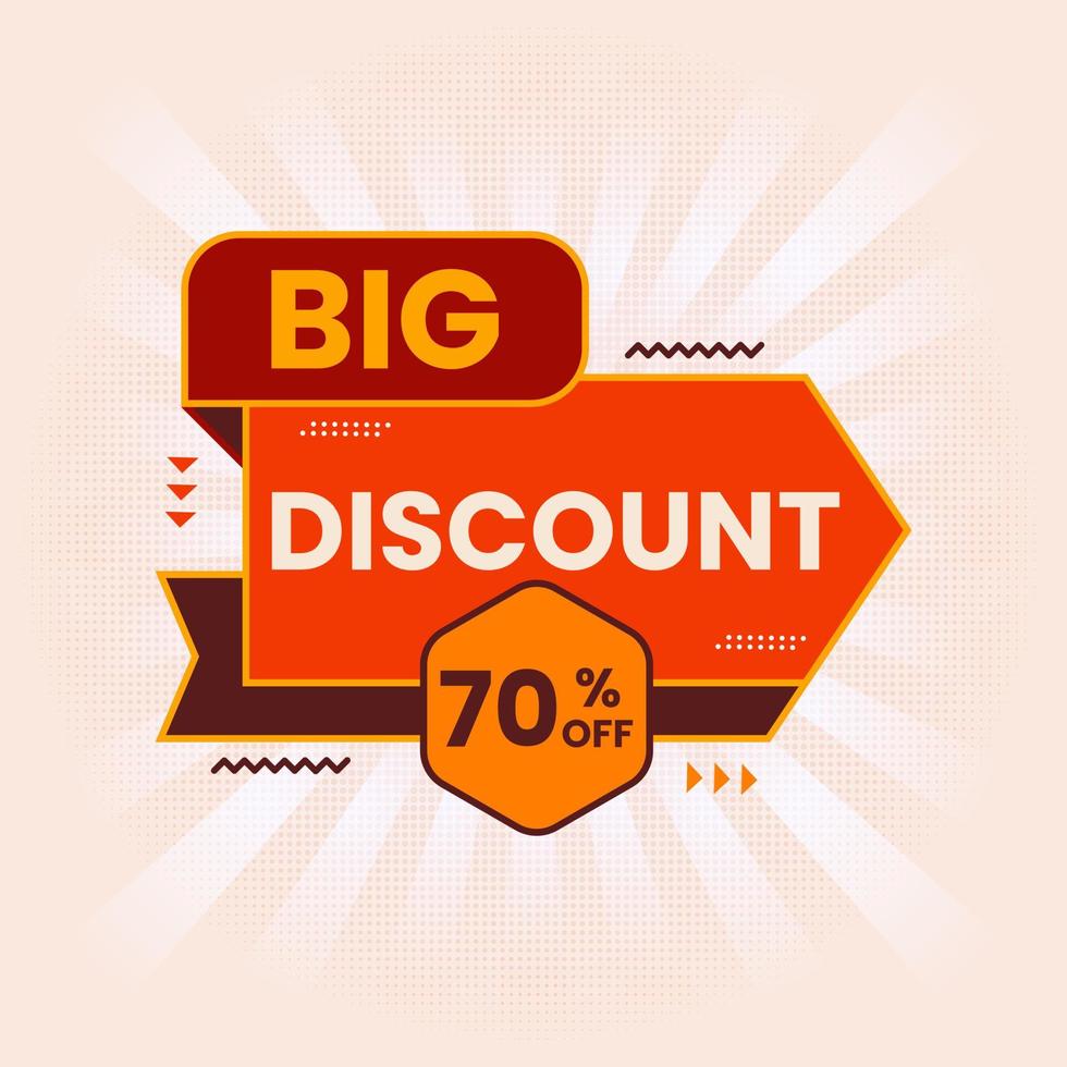big discount up to 70 off offer banner design vector