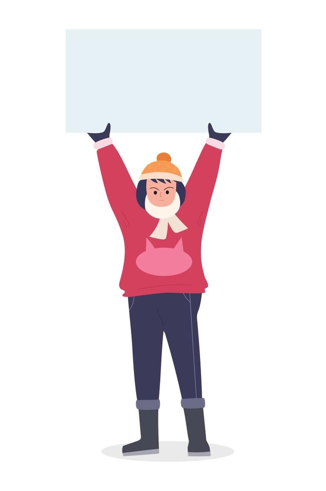 Young women holding a blank protest sign vector image