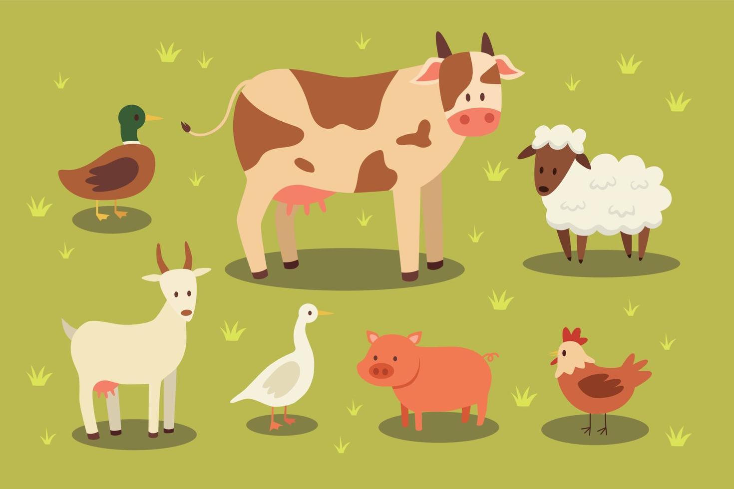 Set of cute farm animals vector