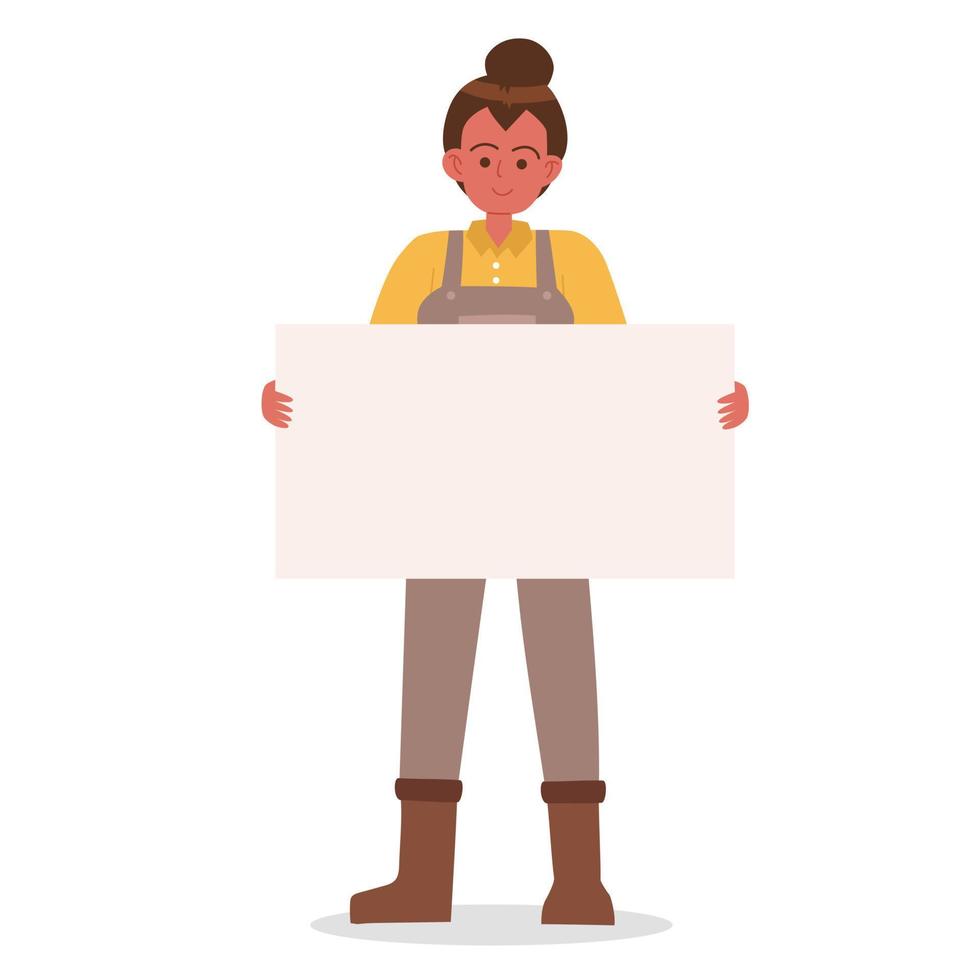 brown woman holding empty banner vector image