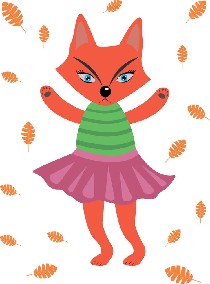 el zorro rojo que baila en las hojas vector