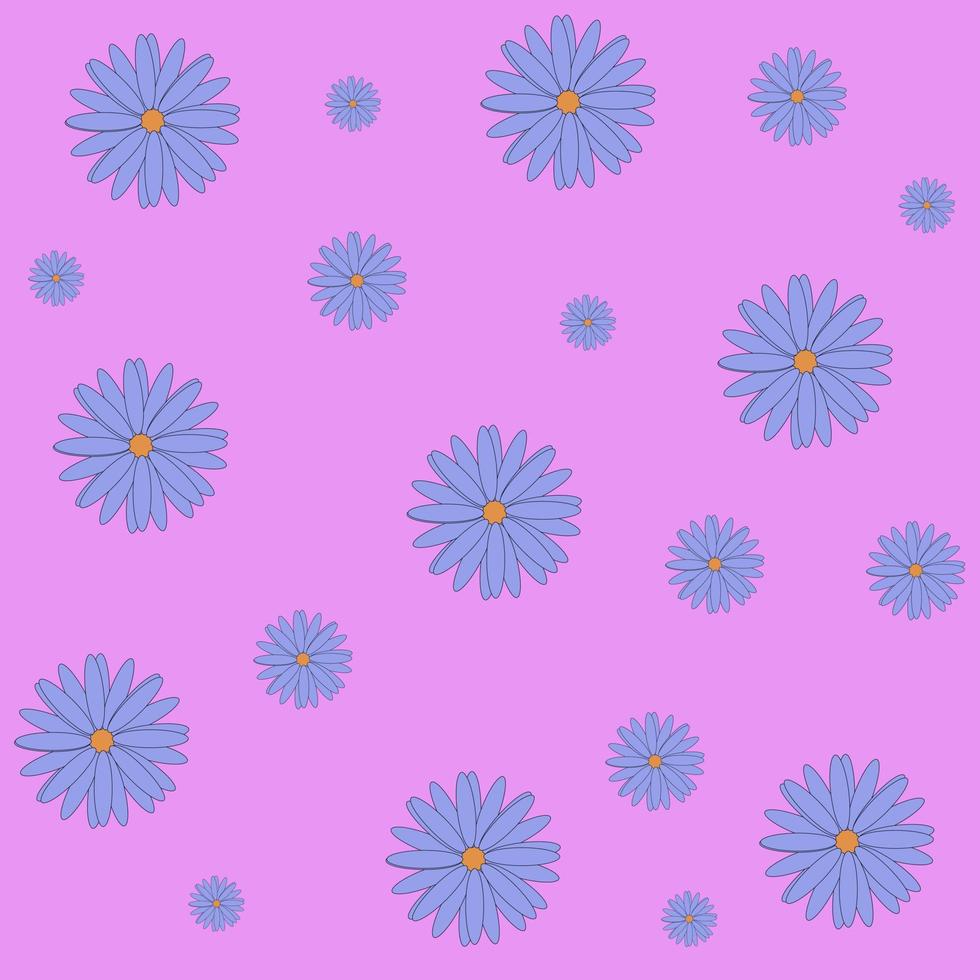 Pattern of blue flowers on a pale pink background vector